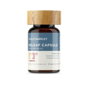 Our Releaf Capsules are an easy and precise way to medicate on the go. Our Capsules encase our triple-tested whole plant oil into a precisely dosed capsule. Each vegan capsule contains 30 mg of full spectrum cannabinoids. Available in 7 count and 30 count bottles. Directions We recommend a starting dose of one capsule daily and that it is best taken with food. Please store the product in a cool and dry place. Use only as directed by a physician.